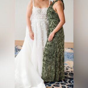 Revelry Athena Floral Burnout Velvet Dress in Deep Olive size 4